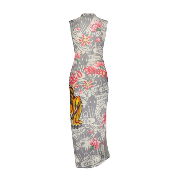 Crawling Tiger Print Mesh Maxi Dress - Image 2