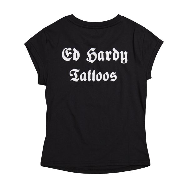 Black Rose Rhinestone Cap Sleeve Tee - Image 2