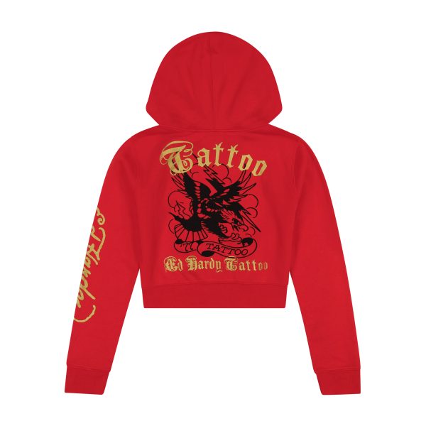 Broken Hearts Cherry Zip Front Cropped Hoodie - Image 2