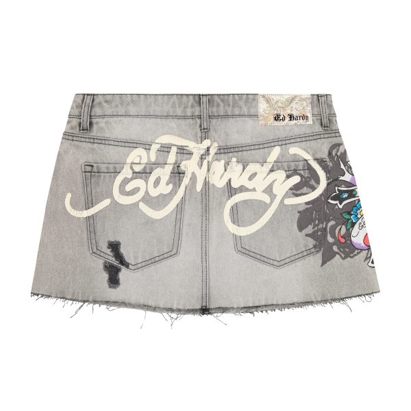 Cross Denim Mini Skirt - Image 2